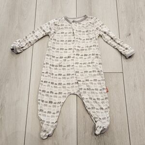 Magnetic Me footed pajamas modal footie, 0-3 months, gray, elephants